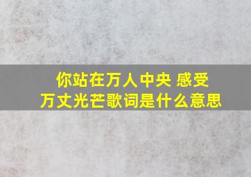 你站在万人中央 感受万丈光芒歌词是什么意思